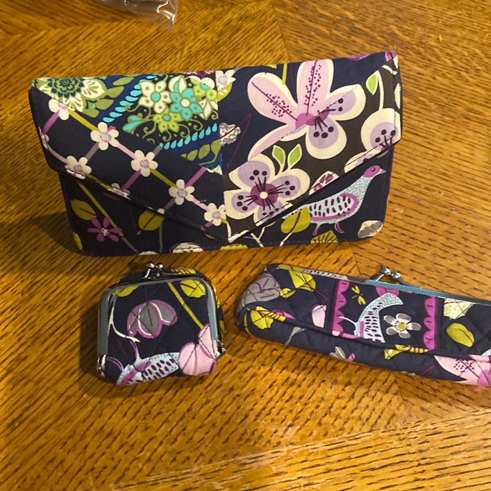 Vera Bradley 3 pieces wallet with mirrored compact
